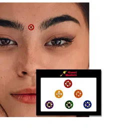 Comet Busters 6 Pcs Embellished Reusable Designer Bindis - Multicoloured image 3