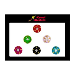 Comet Busters 6 Pcs Embellished Reusable Designer Bindis - Multicoloured image 1