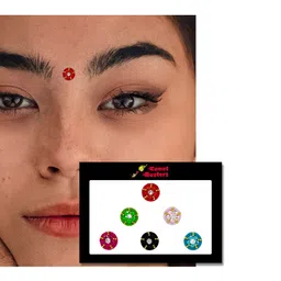Comet Busters 6 Pcs Embellished Reusable Designer Bindis - Multicoloured image 3