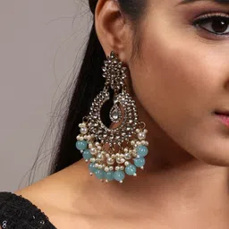Cierra Gold Plated Pearl Contemporary Chandbalis image 4