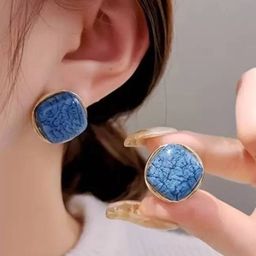 styledose Gold-Plated Artificial Stone Studded Geometric Shaped Studs image 2