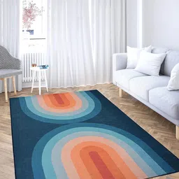 PRESTO Orange & Blue Geometric Printed Anti-Skid Carpet-45