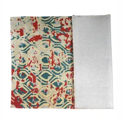 ZEBA Cream-Coloured & Red Abstract Printed Rectangle Shaped Hand-Tufted Woollen Carpet image 4