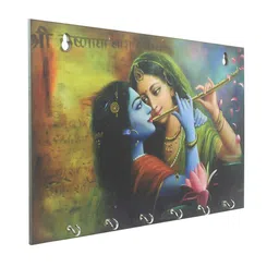 eCraftIndia Radhe Krishna Wooden Key Holder With 6 Hooks image 3