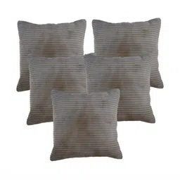 TANLOOMS Grey Set of 5 Striped Velvet Square Cushion Covers-14