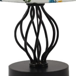 Devansh White & Blue Printed Cotton Table Lamp With Iron Base image 3