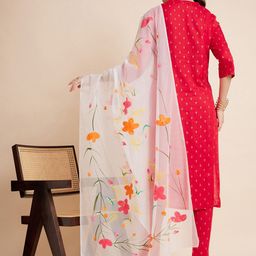 all about you Floral Embroidered Regular Sequinned Kurta with Trousers & With Dupatta image 4