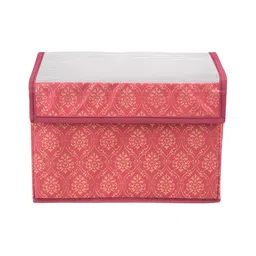 Kuber Industries Maroon 3 Pieces Velcro Transparent Drawer Box with Handle Organisers image 5