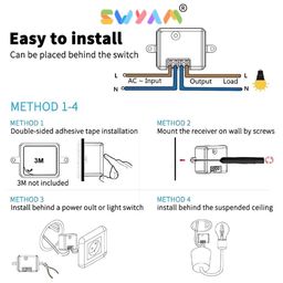 SWYAM® No Battery Self Powered Kinetic Wireless RF Switch 2 Way Operation - 2 Gang 2 Receiver Switch, Compatible with Any Electrical Load image 5