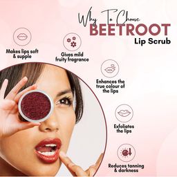 Aravi Organic Beetroot Lip Scrub with Shea & Cocoa Butter for Chapped & Pigmented Lips-15g image 2