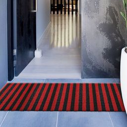 Kuber Industries Red & Black Striped Anti-Skid Doormats-30