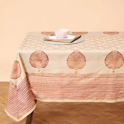 Fabindia Orange Ethnic Motifs Cotton 6-Seater Table Cover-16
