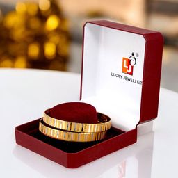 LUCKY JEWELLERY Set Of 2 18K One Gram Gold-Plated Bangles image 2