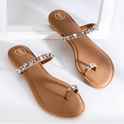 PREET KAUR Tan Embellished Thumb Flats-picture-11