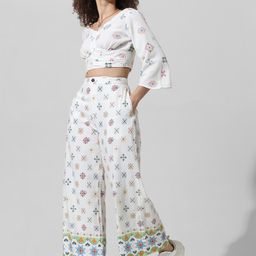 ONLY Women Printed Flared High-Rise Culottes Trousers-image-10