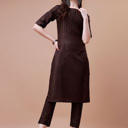 KALINI Regular Thread Work Kurta with Trousers & Dupatta image 3