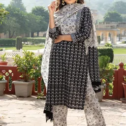 Royal Export Ethnic Motifs Printed Straight Kurta With Trouser & Dupatta image 2