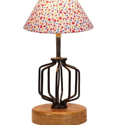 Devansh White & Red Printed Table Lamp With Shade image 2