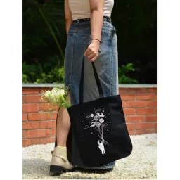 EcoRight Black Fly Me To Space Canvas Tote Bag with Zip-picture-8