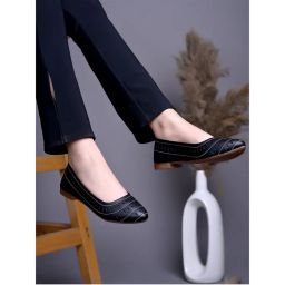 Shoetopia Comfortable Black Ballerina for Women-picture-36