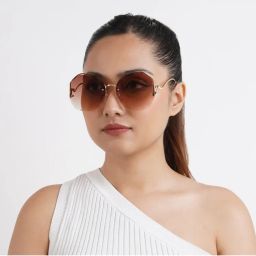 Joker & Witch Fetucia Octagon Round Brown Sunglasses (60)-picture-6