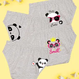 NUSYL Girls Pack Of 4 Panda Printed Pure Cotton Briefs NUGCBRFPO4.0006-10
