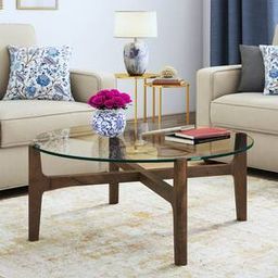 urban ladder Cayman Round Solid Wood Coffee Table in Danish Walnut Finish-picture-1