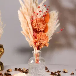 Art Street Beige & Orange Rose Artificial Flower With Pot-picture-2