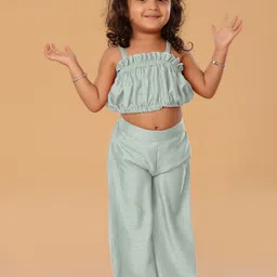 The Mini Trunk Girls Shoulder Straps Top With Palazzo-image-48