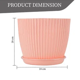 Kuber Industries Peach-Coloured & Blue 2 Pieces Textured Durable Planters With Tray image 3