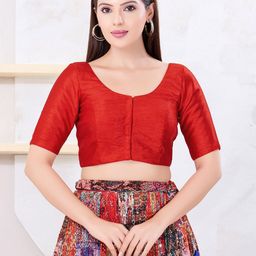 VAMAS - THE DESIGNER BLOUSES Silk Round Neck Padded Saree Blouse-49