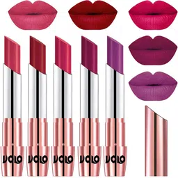 VOLO Set Of 5 Creme Matte Lipsticks -Pink 41-Red 43-Passion Pink 44-Magenta 45-Purple 48-image-68