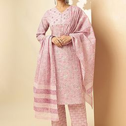 vbuyz KALINI Floral Printed Pure Cotton Kurta With Palazzos & Dupatta-picture-45