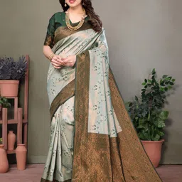 Shriyangan Floral Woven Design Zari Pure Silk Kanjeevaram Saree-image-75
