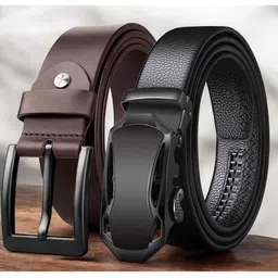 The Roadster Lifestyle Co Men Set Of 2 Textured Genuine Leather Formal Belts-image-77