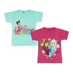 Disney By Miss and Chief Girls 2 Minnie Mouse Printed Extended Sleeves Bio Finish Applique T-shirt-30