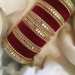 KARATCART Set Of 42 Stone-Studded & Beaded Bangles-image-62