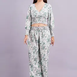 KALINI Printed V-Neck Long Sleeves Top With Palazzo-image-72