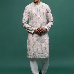 Sangria Rust Geometric Embroidered Chikankari Straight Kurta With Trouser-image-48