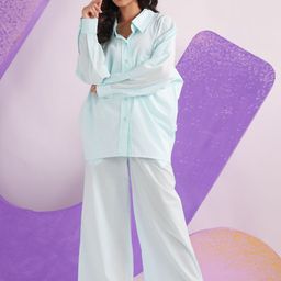 JISORA Pure Cotton Shirt Collar Shirt With Palazzo Co-Ords-image-67