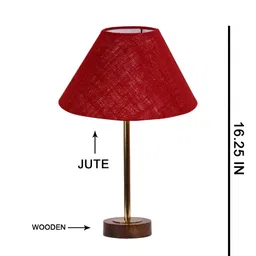 Aura Maroon Metal Traditional Cylindrical Shaped Table Lamp-23
