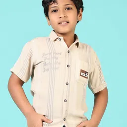 V-Mart Boys Spread Collar Vertical Striped Cotton Casual Shirt-47