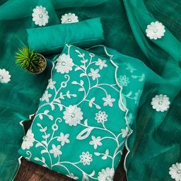 SHADOW & SAINING Embroidered Organza Unstitched Dress Material-image-63