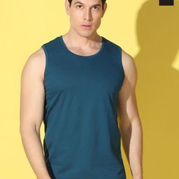 WOOSTRO Pack Of 2 Printed Combed Cotton Gym Vests VWS26(PLAIN PEACOCK)(HARD BLACK)-image-122