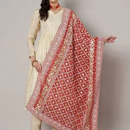 MUFFLY Embroidered Dupatta with Thread Work-8
