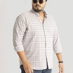Snitch Men Plus Size Classic Button-Down Collar Tartan Checked Cotton Casual Shirt-16