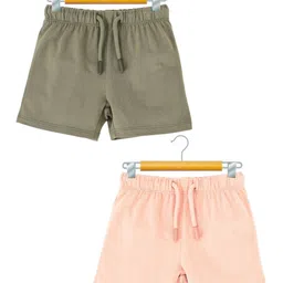Nuego Infants Boys Pack Of 2 Solid Pure Cotton Shorts-21
