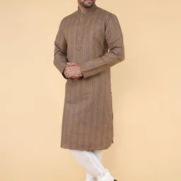 ZOIS Striped Mandarin Collar Pure Cotton Kurta With Churidar-image-31