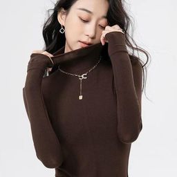 Alamode By Akanksha Women Brown Milano Fleece Lined Turtleneck Sweater-image-78
