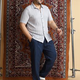 Instafab Plus Vertical Striped Comfort Spread Collar Cotton Shirt-image-5